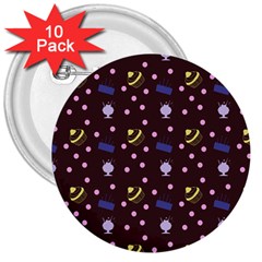 Cakes And Sundaes Chocolate 3  Buttons (10 pack) 