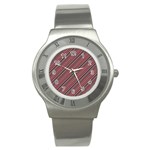 Brownish Diagonal Lines Stainless Steel Watch Front