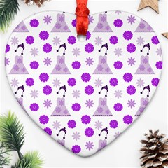 Lilac Dress On White Ornament (heart) by snowwhitegirl