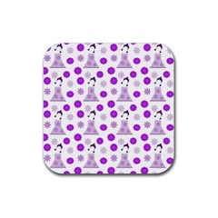 Lilac Dress On White Rubber Coaster (square)  by snowwhitegirl