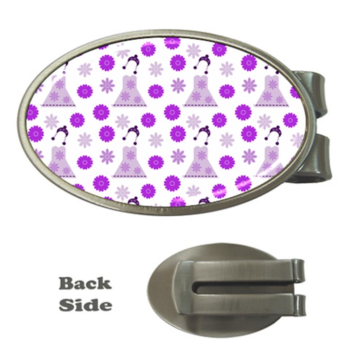 Lilac Dress On White Money Clips (Oval) 