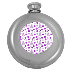 Lilac Dress On White Round Hip Flask (5 Oz) by snowwhitegirl