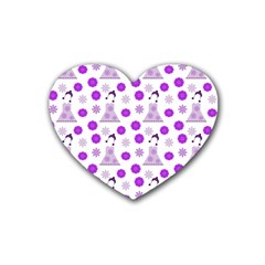 Lilac Dress On White Rubber Coaster (heart)  by snowwhitegirl