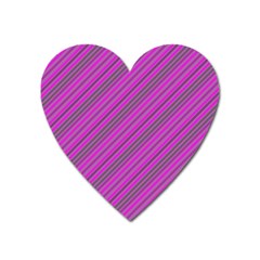 Pink Violet Diagonal Lines Heart Magnet by snowwhitegirl