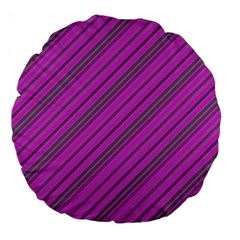 Pink Violet Diagonal Lines Large 18  Premium Round Cushions by snowwhitegirl