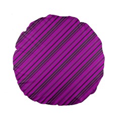 Pink Violet Diagonal Lines Standard 15  Premium Flano Round Cushions by snowwhitegirl