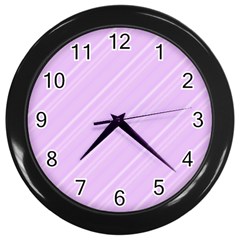 Lilac Diagonal Lines Wall Clock (black) by snowwhitegirl