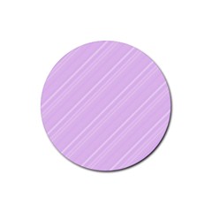 Lilac Diagonal Lines Rubber Round Coaster (4 Pack)  by snowwhitegirl