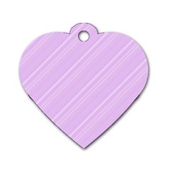 Lilac Diagonal Lines Dog Tag Heart (two Sides) by snowwhitegirl