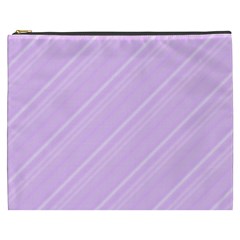 Lilac Diagonal Lines Cosmetic Bag (xxxl) by snowwhitegirl