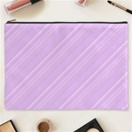 Lilac Diagonal Lines Cosmetic Bag (XXXL) Front