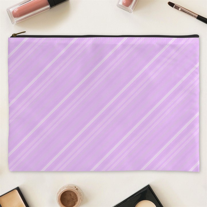 Lilac Diagonal Lines Cosmetic Bag (XXXL)