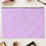 Lilac Diagonal Lines Cosmetic Bag (XXXL) Back