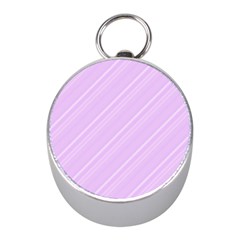 Lilac Diagonal Lines Mini Silver Compasses by snowwhitegirl