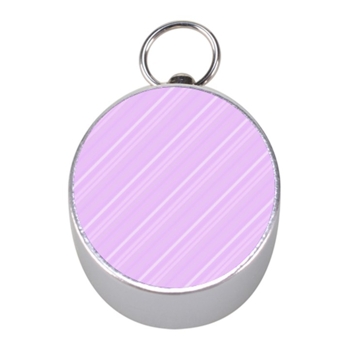 Lilac Diagonal Lines Mini Silver Compasses