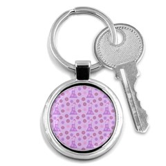 Violet Pink Flower Dress Key Chains (round)  by snowwhitegirl