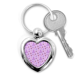 Violet Pink Flower Dress Key Chains (heart)  by snowwhitegirl