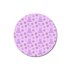 Violet Pink Flower Dress Magnet 3  (round) by snowwhitegirl