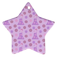 Violet Pink Flower Dress Star Ornament (two Sides) by snowwhitegirl