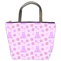 Violet Pink Flower Dress Bucket Bags by snowwhitegirl