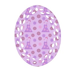 Violet Pink Flower Dress Ornament (oval Filigree) by snowwhitegirl