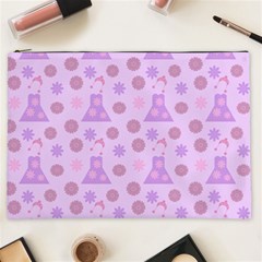 Violet Pink Flower Dress Cosmetic Bag (xxl)