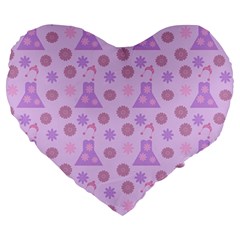 Violet Pink Flower Dress Large 19  Premium Flano Heart Shape Cushions by snowwhitegirl