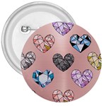 gem hearts and rose gold 3  Buttons Front