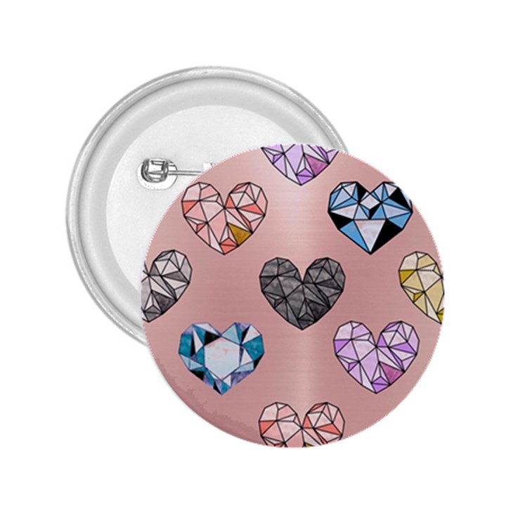 gem hearts and rose gold 2.25  Buttons