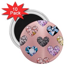 Gem Hearts And Rose Gold 2 25  Magnets (10 Pack)  by NouveauDesign