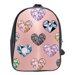 Gem Hearts And Rose Gold School Bag (large) by NouveauDesign