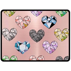 Gem Hearts And Rose Gold Fleece Blanket (large)  by NouveauDesign