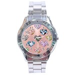 gem hearts and rose gold Stainless Steel Analogue Watch Front