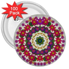 Fauna Fantasy Bohemian Midsummer Flower Style 3  Buttons (100 Pack)  by pepitasart