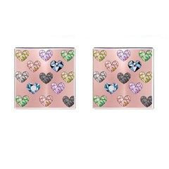 Gem Hearts And Rose Gold Cufflinks (square) by NouveauDesign