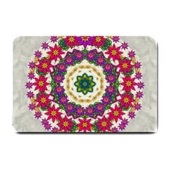 Fauna Fantasy Bohemian Midsummer Flower Style Small Doormat  by pepitasart