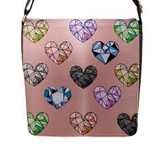 Gem Hearts And Rose Gold Flap Messenger Bag (l)  by NouveauDesign