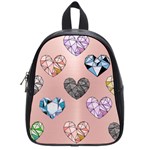 gem hearts and rose gold School Bag (Small) Front