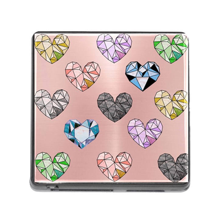 gem hearts and rose gold Memory Card Reader (Square 5 Slot)