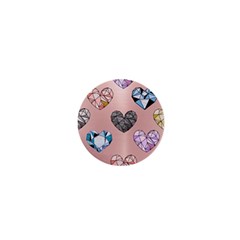 Gem Hearts And Rose Gold 1  Mini Buttons by NouveauDesign