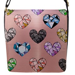 Gem Hearts And Rose Gold Flap Messenger Bag (s) by NouveauDesign