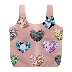 Gem Hearts And Rose Gold Full Print Recycle Bags (l)  by NouveauDesign