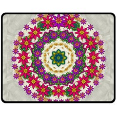 Fauna Fantasy Bohemian Midsummer Flower Style Double Sided Fleece Blanket (medium)  by pepitasart