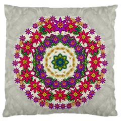 Fauna Fantasy Bohemian Midsummer Flower Style Large Flano Cushion Case (one Side) by pepitasart