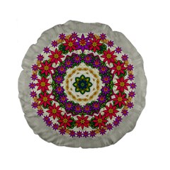 Fauna Fantasy Bohemian Midsummer Flower Style Standard 15  Premium Flano Round Cushions by pepitasart