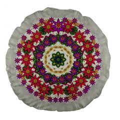 Fauna Fantasy Bohemian Midsummer Flower Style Large 18  Premium Flano Round Cushions by pepitasart