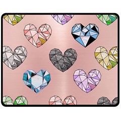 Gem Hearts And Rose Gold Fleece Blanket (medium)  by NouveauDesign