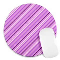 Violet Diagonal Lines Round Mousepads by snowwhitegirl