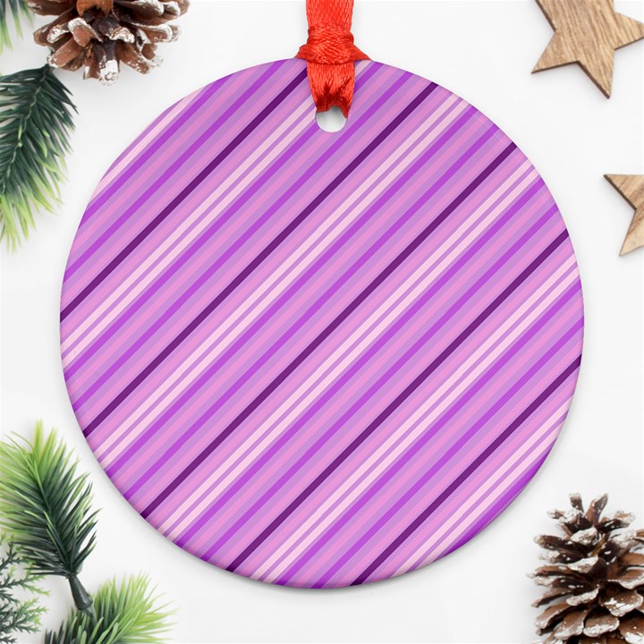 Violet Diagonal Lines Ornament (Round)