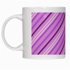 Violet Diagonal Lines White Mugs by snowwhitegirl